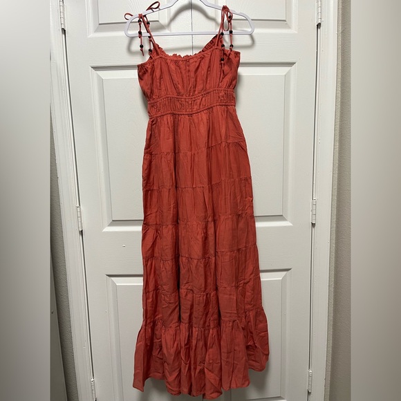NWT J. Crew Womens Re-Imagined Tie-Shoulder Cotton Voile Tiered Dress Red Size S - Picture 5 of 16